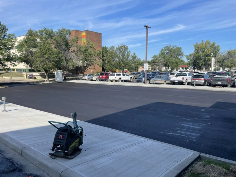 New asphalt parking lot